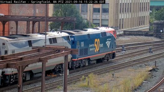 Amtrak engines #108 & #117 at Springfield,Mass/USA