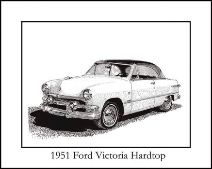 1951 Ford Victoria hardtop drawing