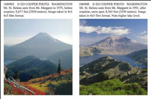 Solve before and after the eruption Spirit Lake at the foot of Mt. St ...