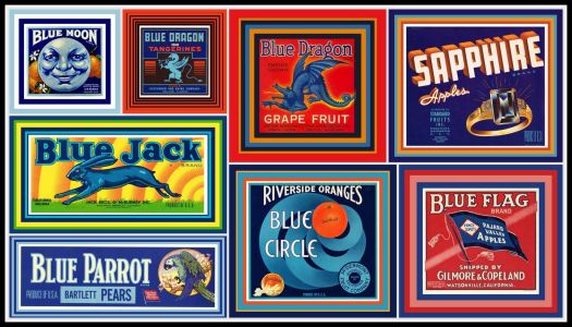 Vintage Fruit Crate Labels "BLUE"