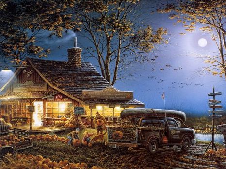 Solve terry redlin autumn traditions jigsaw puzzle online with 54 pieces