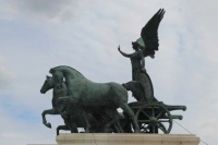 Roman Bronze Chariot and Horses With Nike Victory