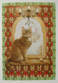 Art - Book - Lesley Anne Ivory Christmas Cats - Blossom Under the Mistletoe