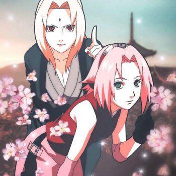 Solve Lady Tsunade & Sakura jigsaw puzzle online with 64 pieces