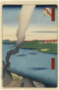Tile Kilns and the Hashiba Ferry on the Sumida River: by Utagawa Hiroshige. From the series 100 Famous Views of Edo