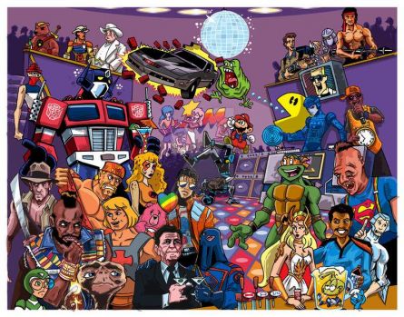 Solve 80's Cartoon Party jigsaw puzzle online with 130 pieces
