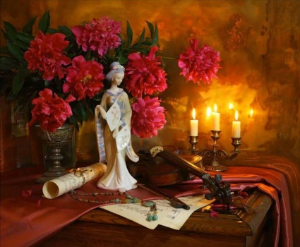 Still Life With Violin And Flowers (10)