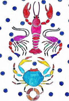 Sea Creatures Coloring Crab, Lobster & Shrimp