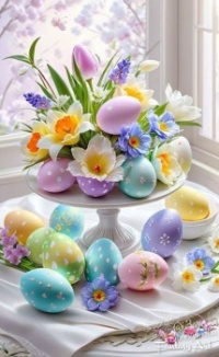 Pastel Eggs with Flowers