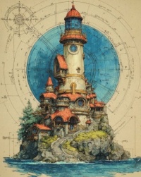 Fantasy Lighthouse Architectural Drawings
