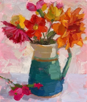 Solve Still Life “Blue Jug and Flowers” by Clare Bowen jigsaw puzzle ...