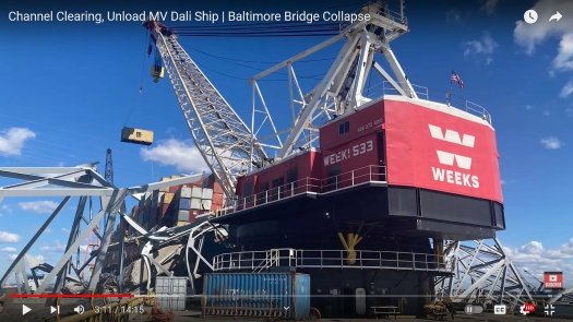 Solve Weeks 533 Crane Removing Containers From Dali Baltimore Harbor