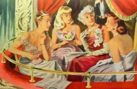 1940' Fashion Illustration: Women in a theatre box