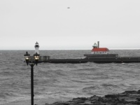 The night before -- Duluth shipping canal lighthouses