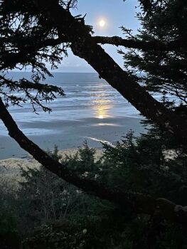 Morning full moon ~ Washington coast