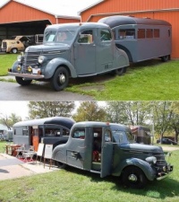 1938 International D15 Tow Car & 1936 Curtiss Aerocar Travel Trailer