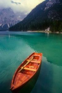 Boat on Beautiful Emerald Lake