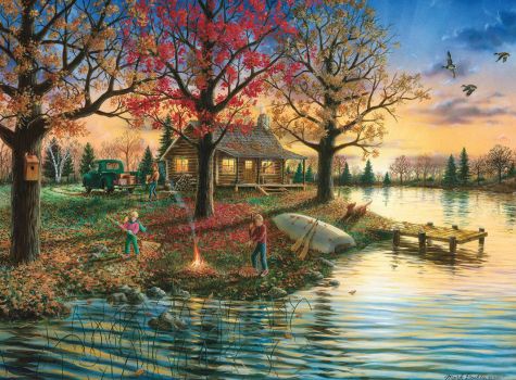 Solve Autumn Sunset jigsaw puzzle online with 70 pieces