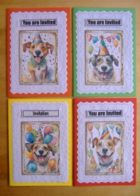 Crafts - Papercraft - Party Invitation Cards - Cool Cartoon Dogs - Brights A (12 - 266 Pieces)