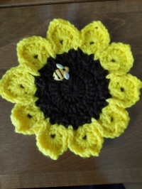 Large crocheted sunflower for Random Acts of Crochet Kindness