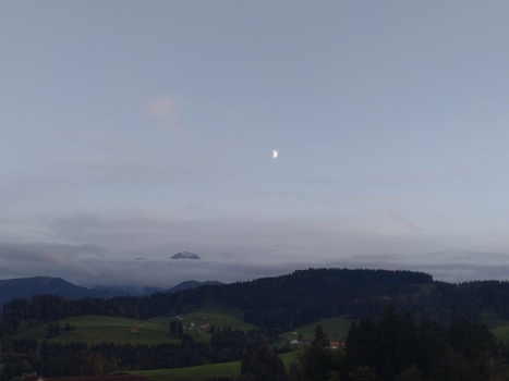 Moon with Mount Säntis