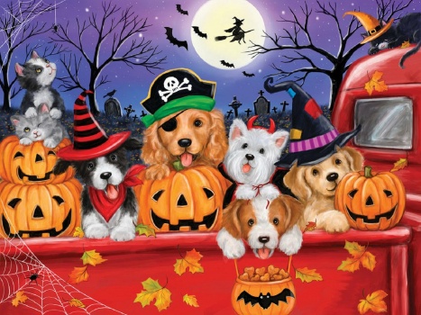 Solve Red Truck Halloween jigsaw puzzle online with 352 pieces