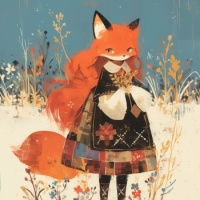 Fox-girl in the field