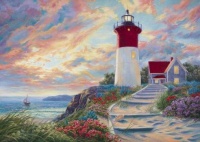 Lighthouse at Sunset by Lucie Bilodeau