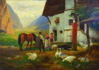 Encounter in front of the mountain farm