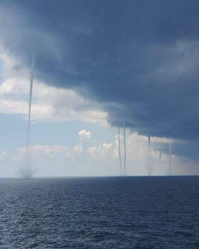 Multiple Waterspouts Off the Coast of Louisiana
