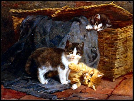 The Playful Kittens, 1887 by Julius Adam