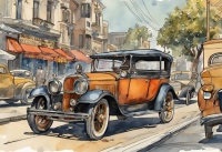 Vintage Auto Art, resizable 12 to 300 pieces