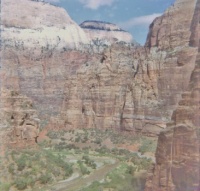 '72 Zion NP-- Looking Down From Hidden Canyon Trail