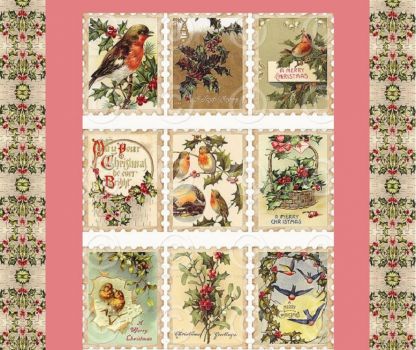 Solve Vintage Christmas Stamps Collage jigsaw puzzle online with 42 pieces