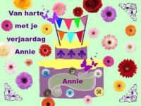 Annie, van harte gefeliciteerd met je verjaardag en veel puzzelplezier.