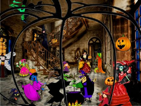 Inside the halloween party: Find 11 Pumpkins!