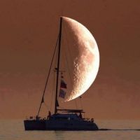 yacht with moon