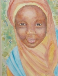 water color of young girl