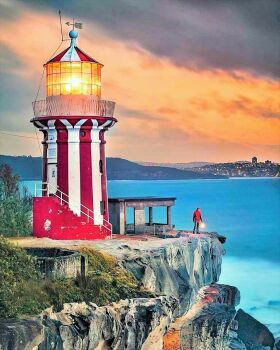 The Hornby Lighthouse at Sunset -- Australia...