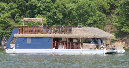 tiki-hut houseboat