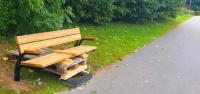 A bench being built