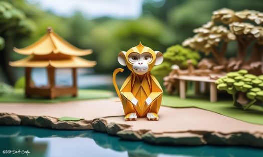 Solve Origami'ish Monkey jigsaw puzzle online with 322 pieces
