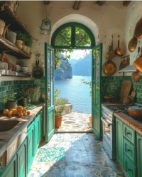 A kitchen by the sea