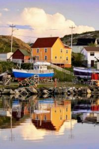 Yellow House Reflecting in the Water -- Newfoundland...