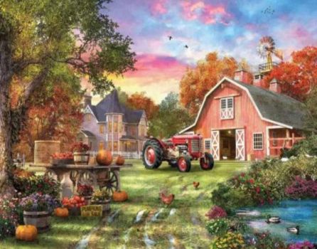 Solve Rerun062: Red Barn and Tractor jigsaw puzzle online with 63 pieces