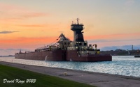 Tug Clyde S. VanEnkevort with Barge Erie Trader - Sunset at the Soo.