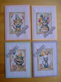 Crafts - Papercraft - Party Invitation Cards - Cool Cartoon Cats - Pastels C (12 - 285 Pieces)
