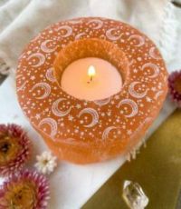 Peach Selenite Candle Holder