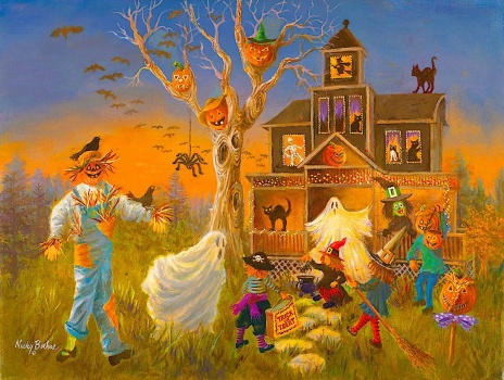 Solve Spooky Halloween jigsaw puzzle online with 80 pieces