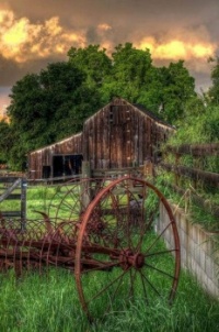 Old Barn and Hay Rake